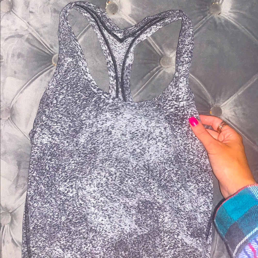 Lululemon, Cool Racerback II, Color: white / black / grey , Size: 6
